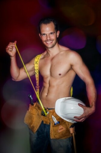 Stripper Kevin in bouwvakker thema