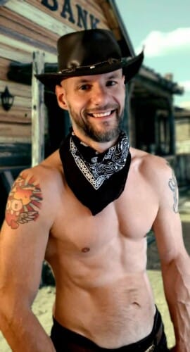 stripper Dennis als cowboy